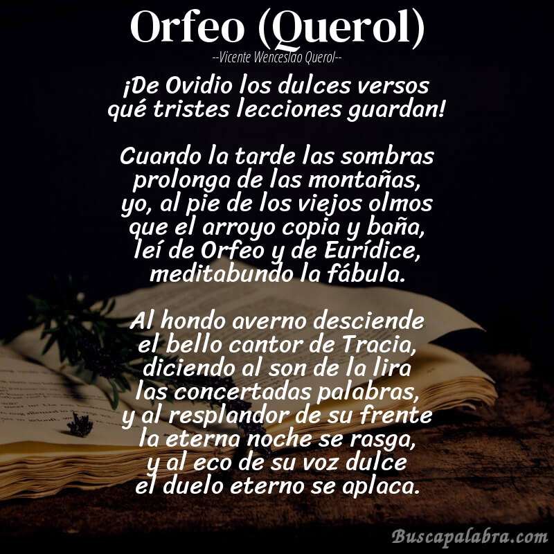 Poema Orfeo (Querol) de Vicente Wenceslao Querol con fondo de libro