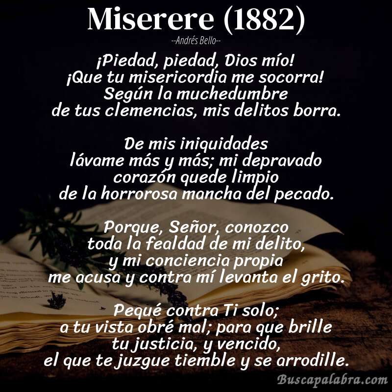 Poema Miserere (1882) de Andrés Bello con fondo de libro