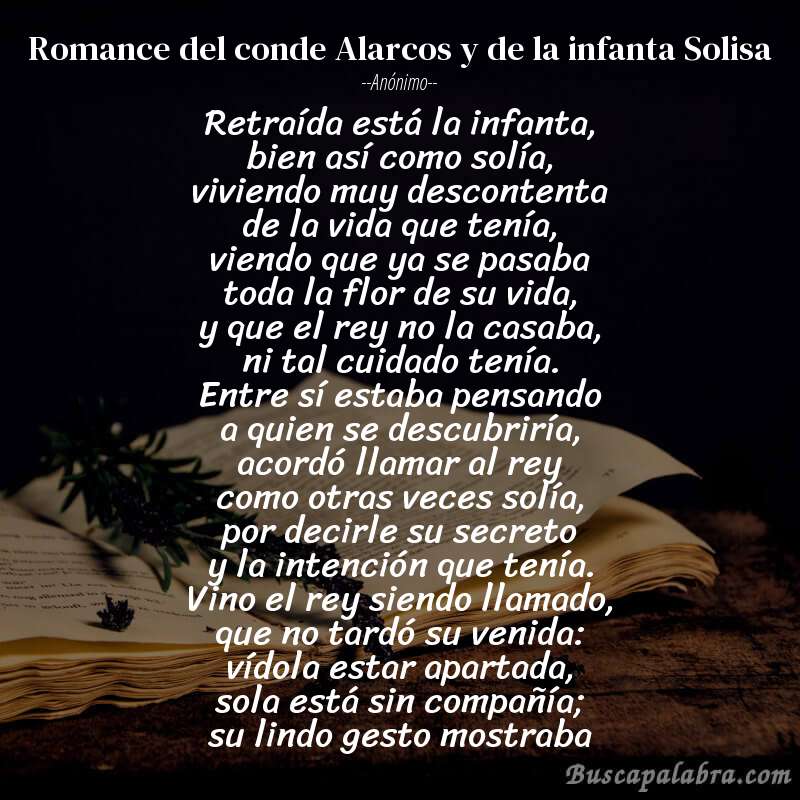 Poema Romance del conde Alarcos y de la infanta Solisa de Anónimo con fondo de libro