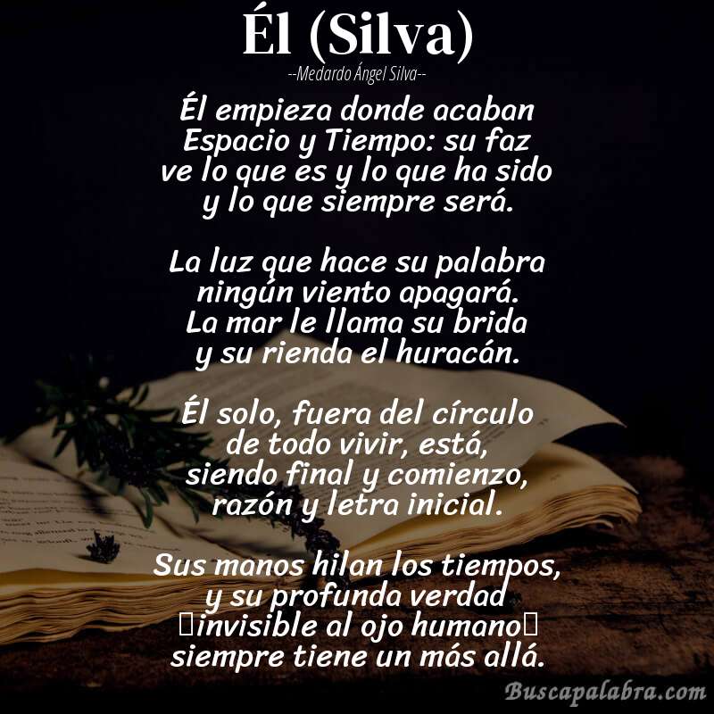 Poema Él (Silva) de Medardo Ángel Silva con fondo de libro