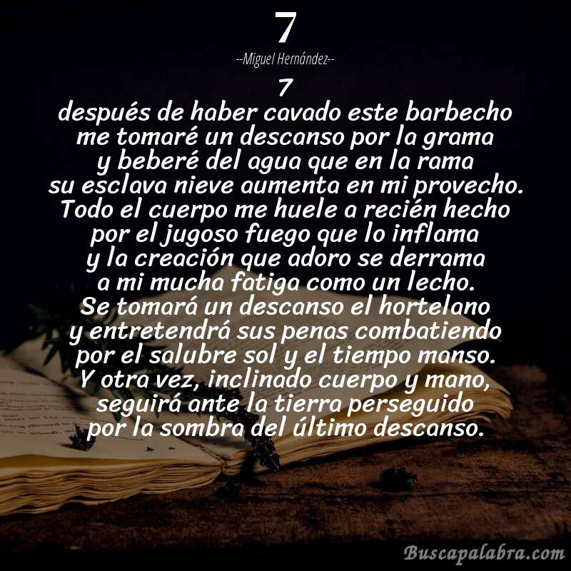 Poema 7 de Miguel Hernández con fondo de libro