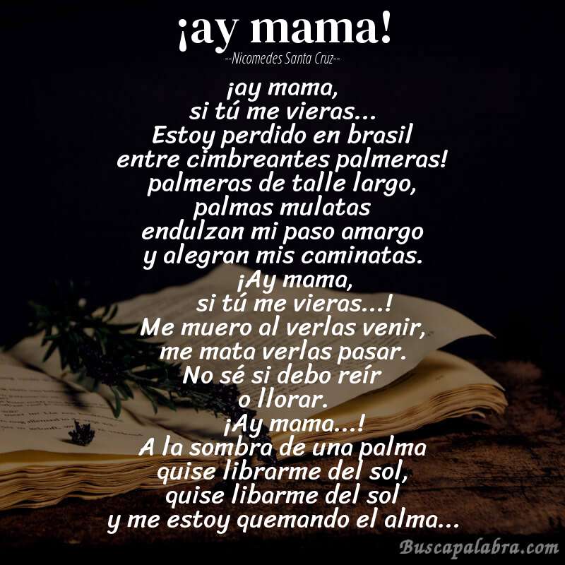 Poema ¡ay mama! de Nicomedes Santa Cruz con fondo de libro