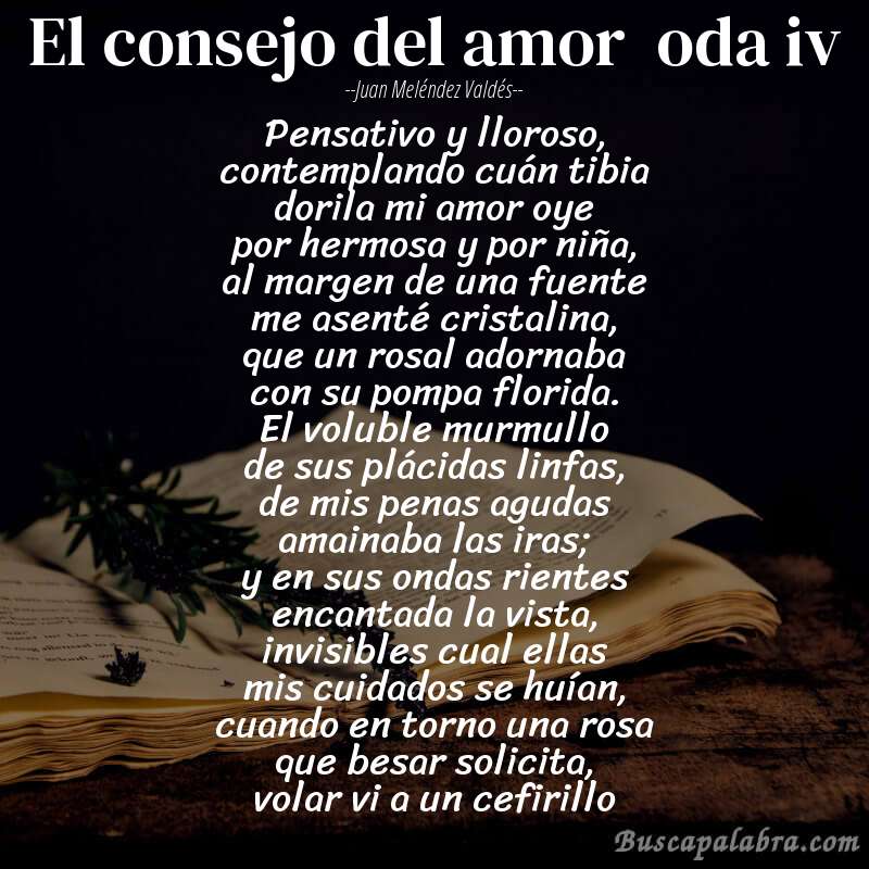 Poema el consejo del amor  oda iv de Juan Meléndez Valdés con fondo de libro