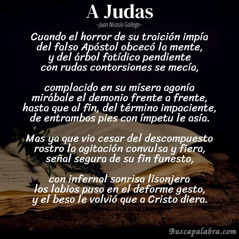 Poema A Judas de Juan Nicasio Gallego con fondo de libro