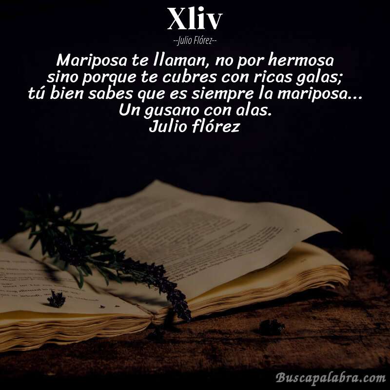 Poema xliv de Julio Flórez con fondo de libro