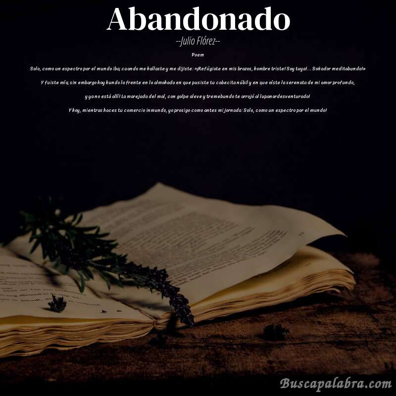 Poema Abandonado de Julio Flórez con fondo de libro