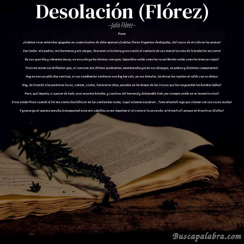 Poema Desolación (Flórez) de Julio Flórez con fondo de libro