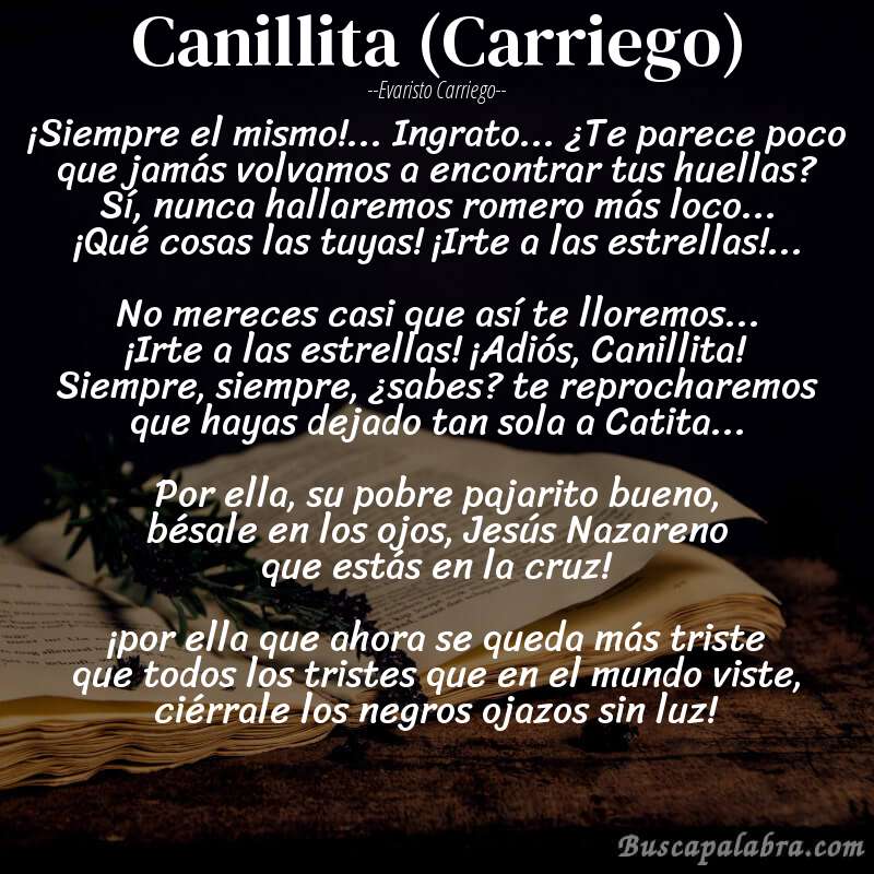 Poema Canillita (Carriego) de Evaristo Carriego con fondo de libro