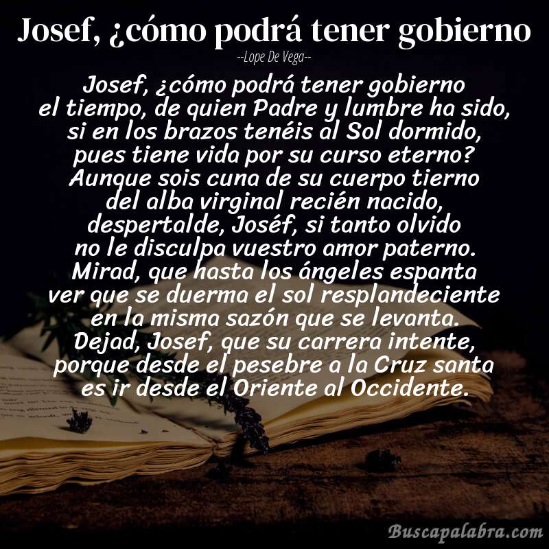 Poema Josef, ¿cómo podrá tener gobierno de Lope de Vega con fondo de libro