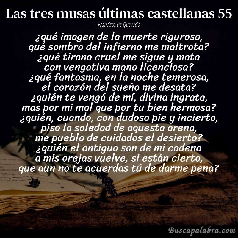 Poema las tres musas últimas castellanas 55 de Francisco de Quevedo con fondo de libro