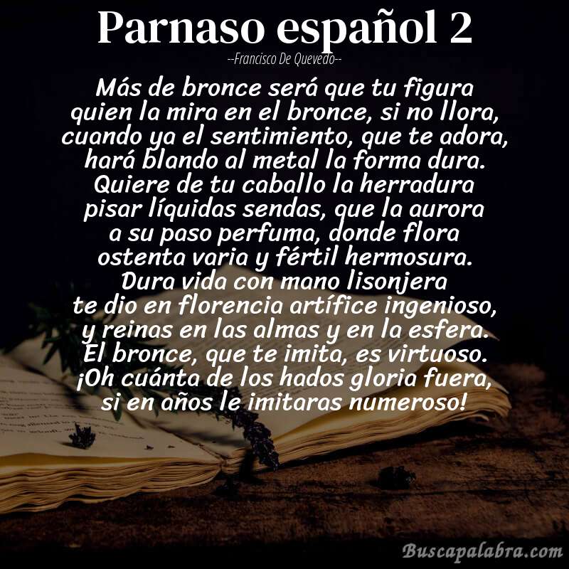 Poema parnaso español 2 de Francisco de Quevedo con fondo de libro