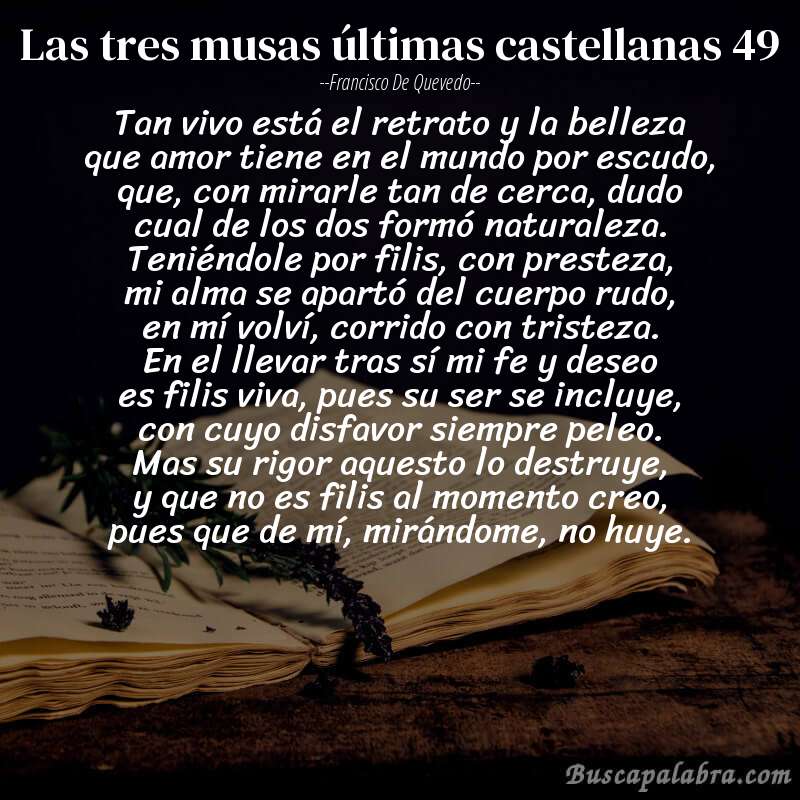 Poema las tres musas últimas castellanas 49 de Francisco de Quevedo con fondo de libro