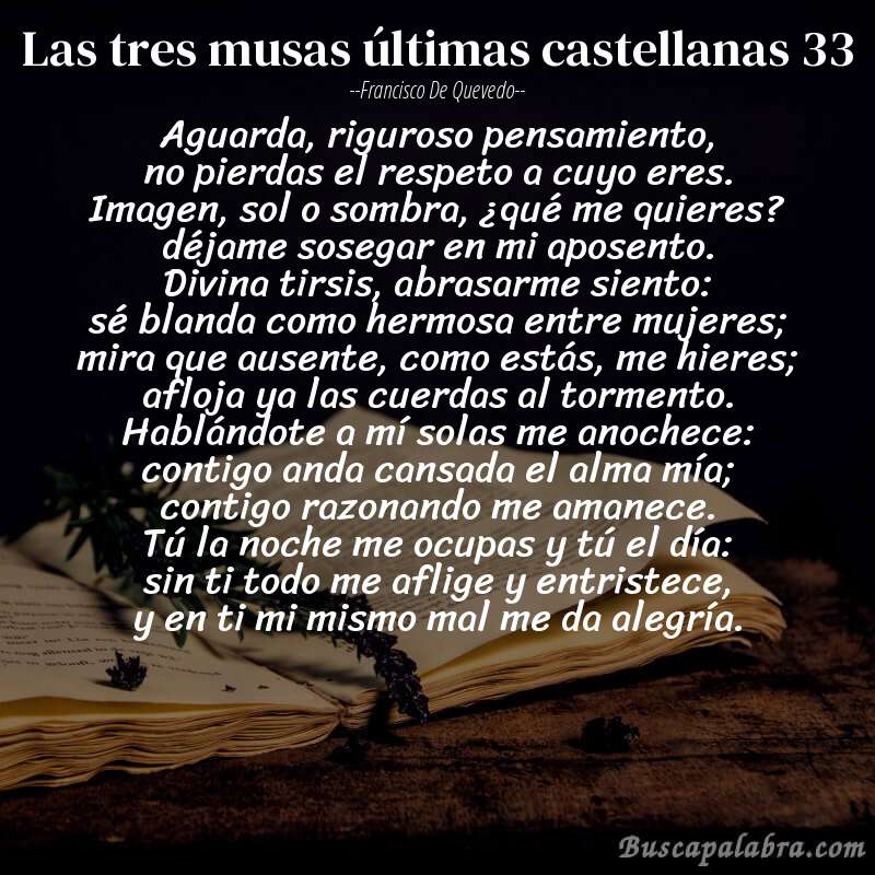 Poema las tres musas últimas castellanas 33 de Francisco de Quevedo con fondo de libro