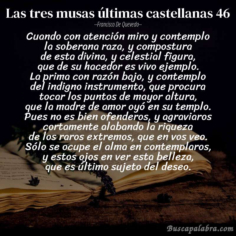 Poema las tres musas últimas castellanas 46 de Francisco de Quevedo con fondo de libro