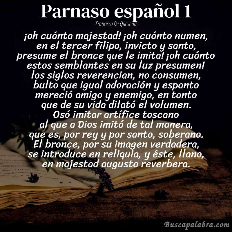 Poema parnaso español 1 de Francisco de Quevedo con fondo de libro