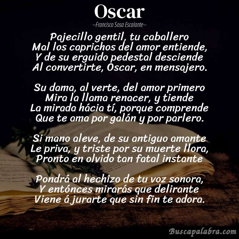 Poema Oscar de Francisco Sosa Escalante con fondo de libro