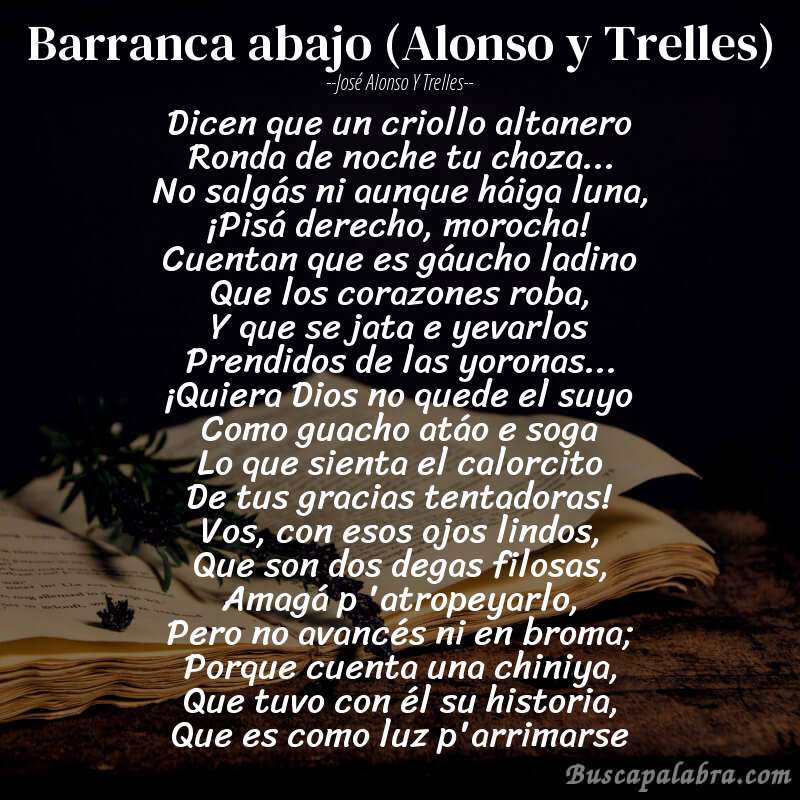 Poema Barranca abajo (Alonso y Trelles) de José Alonso y Trelles con fondo de libro