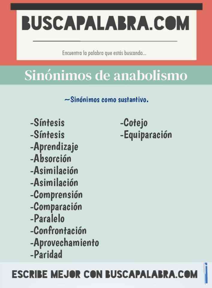 Sinónimo de anabolismo