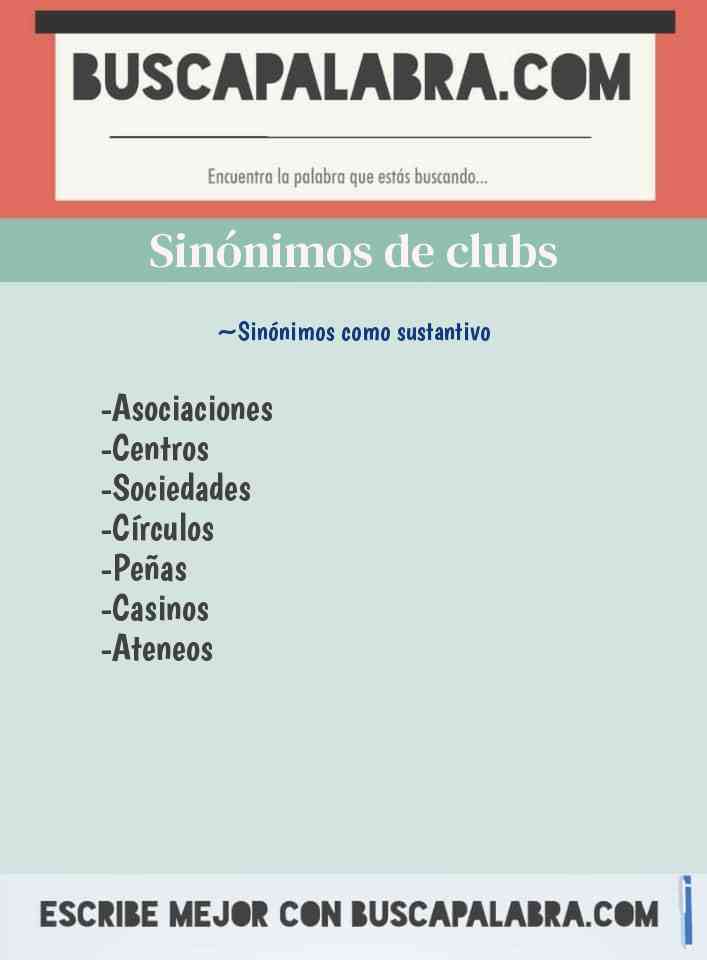 Sinónimos de Clubs - por ejemplo: Círculos, Peñas, Casinos