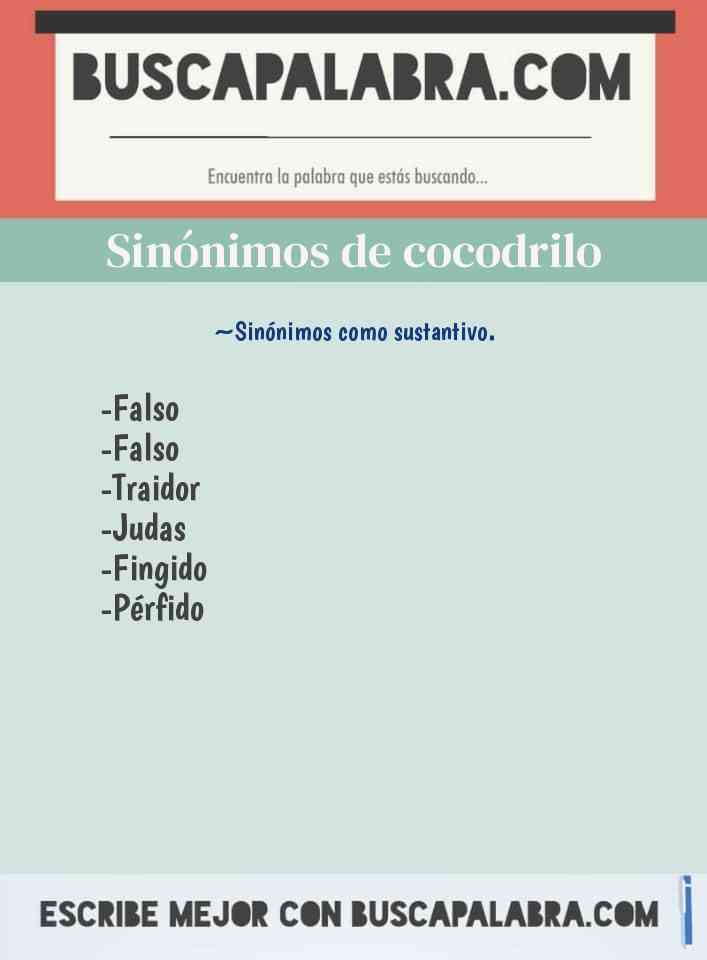 Sinónimos de Cocodrilo - por ejemplo: Falso, Traidor, Judas