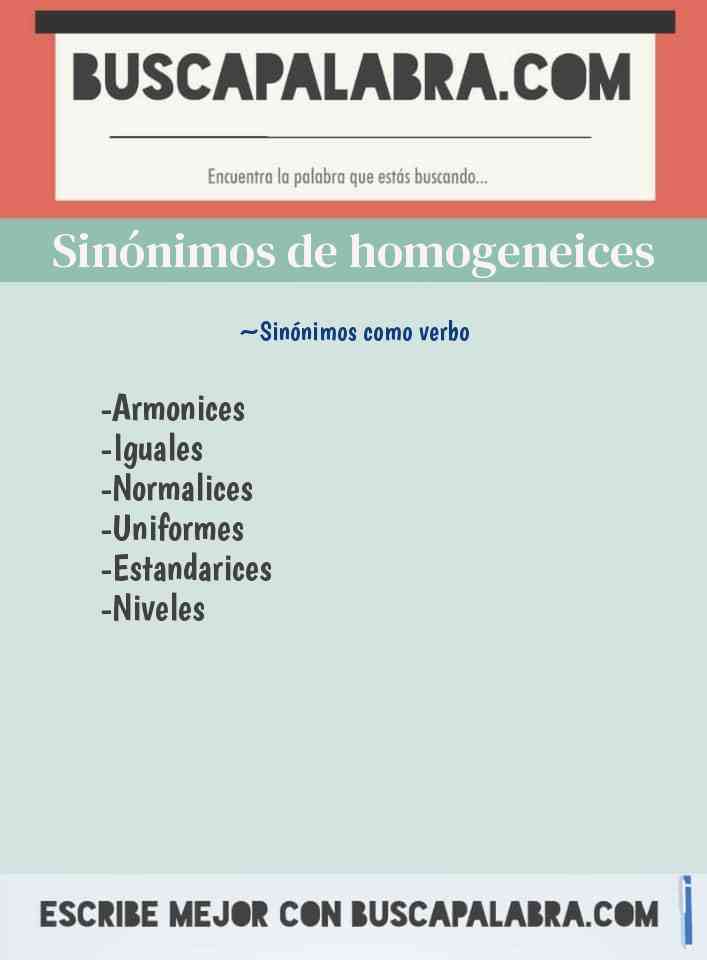 Sinónimo de homogeneices