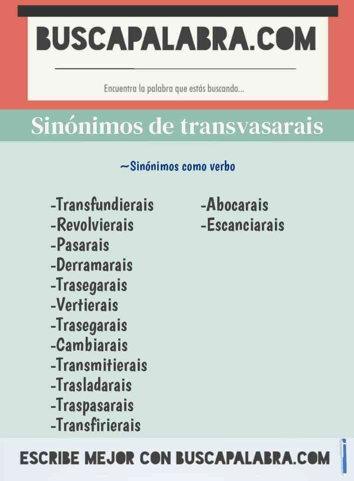 Sinónimo de transvasarais